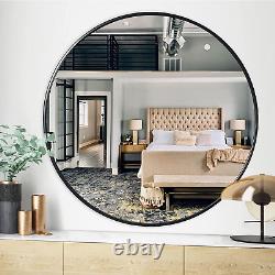 Large Circle Mirror 48 Inch Black round Mirror with Metal Frame Big Wall Mirror