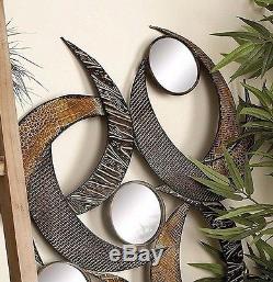 Large Contemporary Modern Style Metal Mirror Wall Panel Sculpture Art Home Decor
