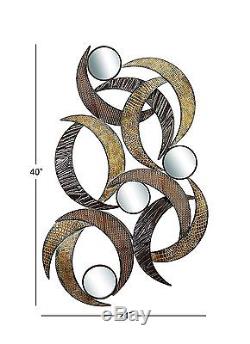 Large Contemporary Modern Style Metal Mirror Wall Panel Sculpture Art Home Decor
