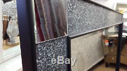 Large Crackle Wall Mirror Black Frame Silver Mosaic Glass Moroccan 120cmX80cm