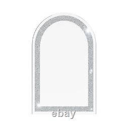 Large Crystal Crush Diamond Arched Silver Mirror for Wall Decoration 23.6x35.4'