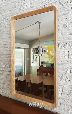 Large Danish Modern Pedersen & Hansen Rectangular White Ash Wall Mirror Denmark