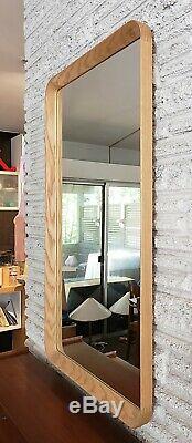 Large Danish Modern Pedersen & Hansen Rectangular White Ash Wall Mirror Denmark