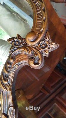 Large Decorative Shaped Wall Mirror Aged Wood 67