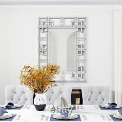 Large Decorative Wall Mirror with Geometric Frame Sliver Rectangle Mirror Home