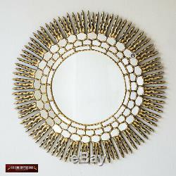 Large Decorative sunburst Mirror from Peru Handcarved Gold Round Mirror 30