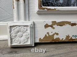 Large Distressed Carved Antique Vintage Farmhouse Shabby Chic Wood Wall Mirror