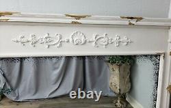 Large Distressed Carved Antique Vintage Farmhouse Shabby Chic Wood Wall Mirror