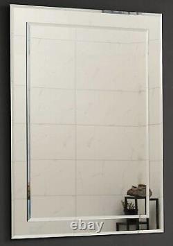 Large Double Rectangular Beveled Wall Mirror 24x36 Silver Backed Mirror Glass