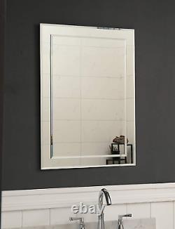 Large Double Rectangular Beveled Wall Mirror Silver Backed Rectangle Mirrored