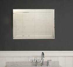 Large Double Rectangular Beveled Wall Mirror Silver Backed Rectangle Mirrored
