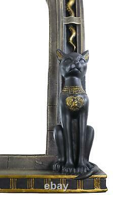 Large Egyptian Uraeus Cobra With 2 Scarab Bastet Cats Wall Decor Mirror Plaque