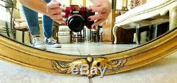 Large Elegant Antique/Vtg 29 Gold Gilt Ornate Carved Wood Round Wall Mirror