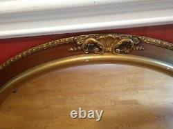 Large Elegant Antique/Vtg 32 Gold Gilt Ornate Carved Round Wall Mirror