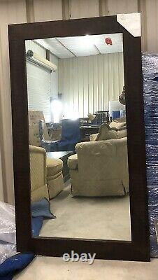 Large Embossed Leather Accent Wall Mirror