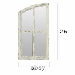 Large Farmhouse Wall Mirror Rustic Distressed Wood Arched Window Frame Vanity