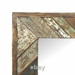 Large Farmhouse Wall Mirror Solid Wood Weathered Slat Reclaimed Look Decor 43