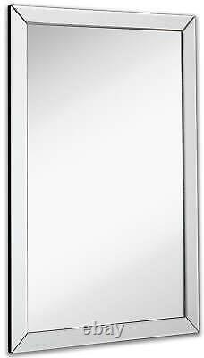 Large Flat Framed Wall Mirror With 2 Inch Edge Beveled Mirror Frame Premium Si