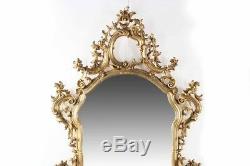 Large French Antique Louis XV Style Carved Gold Wall Pier Mirror, 20th Century