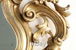 Large French Antique Louis XV Style Carved Gold Wall Pier Mirror, 20th Century