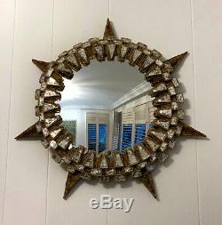 Large French Tudor Wall Mirror by Line Vautrin