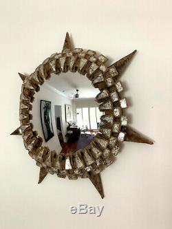 Large French Tudor Wall Mirror by Line Vautrin