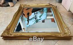 Large French style Gold Solid Wood 30x26 Beveled Framed Decorative Wall Mirror