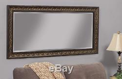 Large Full Length Floor Mirror Antique Gold Brown Ornate Carved Leaning Wall