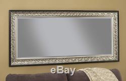 Large Full Length Floor Mirror Antique Silver Black Ornate Carved Leaning Wall