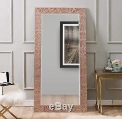 Large Full Length Floor Mirror Leaning Wall Lounge Rose Gold Ornate Frame New