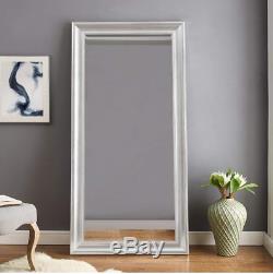Large Full Length Floor Mirror Leaning Wall Lounge Silver Beaded Ornate Frame