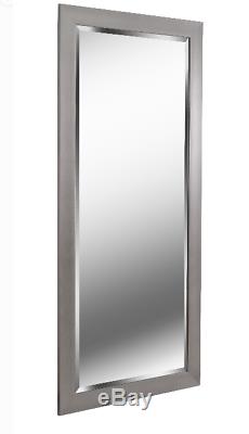 Large Full Length Floor Mirror Leaning Wall Lounge Silver Brushed Steel Frame