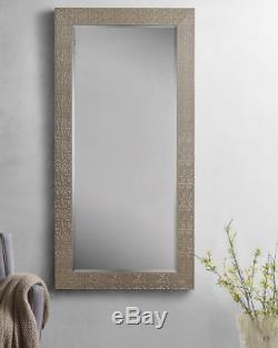 Large Full Length Floor Mirror Leaning Wall Lounge Silver Mosaic Ornate Frame