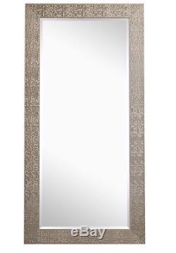 Large Full Length Floor Mirror Leaning Wall Lounge Silver Mosaic Ornate Frame