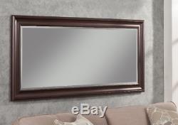 Large Full Length Mirror Floor Wall Beveled Glass Wood Frame Rectangle Brown New