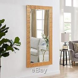 Large Full Length Mirror Leaning Floor Wall Mount Copper Gold Frame Bedroom New