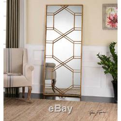 Large Geometric Gold Metal Floor Wall Mirror XL 70 Contemporary Modern Leaner
