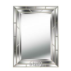 Large Glam Wall Mirror, 3-D Beveled Glass Frame, Horizontal or Vertical Mounted