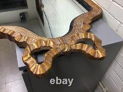 Large Gold Black Bow Top Wall Floor Mirror Ornate 51 X 26 1/2 Beautiful Quality