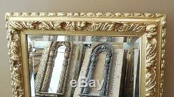 Large Gold Ornate Solid Wood 28x32 Rectangle Beveled Framed Wall Mirror