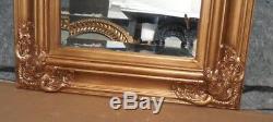 Large Gold Solid Wood 24x28 Rectangle Beveled Framed Wall Mirror