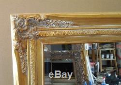 Large Gold Solid Wood 26x30 Rectangle Beveled Framed Wall Mirror