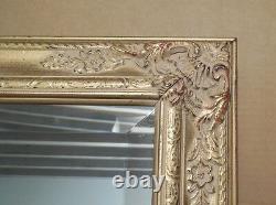 Large Gold Solid Wood 28x32 Rectangle Beveled Framed Wall Mirror