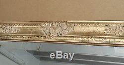 Large Gold Solid Wood 29x35 Rectangle Beveled Framed Wall Mirror
