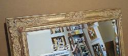 Large Gold Solid Wood 29x35 Rectangle Beveled Framed Wall Mirror