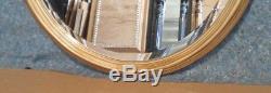Large Gold Solid Wood 30 Round Beveled Framed Wall Mirror