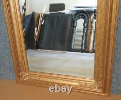 Large Gold Solid Wood 34x40 Rectangle Beveled Framed Wall Mirror