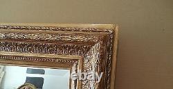 Large Gold Solid Wood 34x46 Rectangle Beveled Custom Framed Wall Mirror