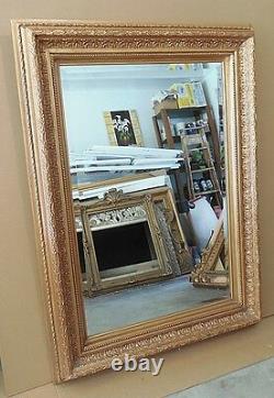 Large Gold Solid Wood 34x46 Rectangle Beveled Custom Framed Wall Mirror