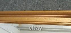 Large Gold Solid Wood 38x48 Rectangle Beveled Framed Wall Mirror